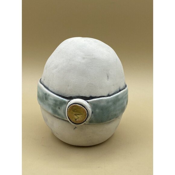 Ed & Kate Coleman Studio Pottery 5” Bud Vase Whimsical Belted Egg Abstract - Picture 7 of 11